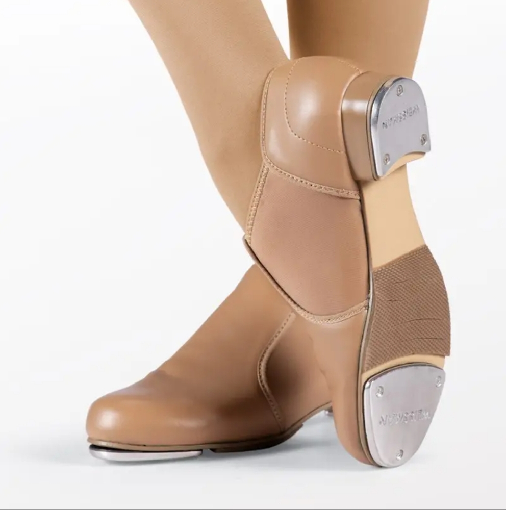 Weissman Slip-On Stretch Tap Shoe in Tan - Size 1.5Y